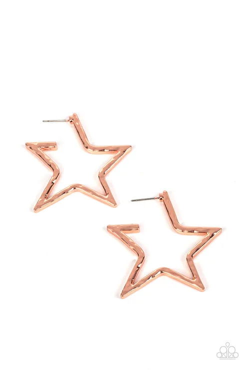 women’s handmade earrings -All-Star Attitude Copper Hoop Earring