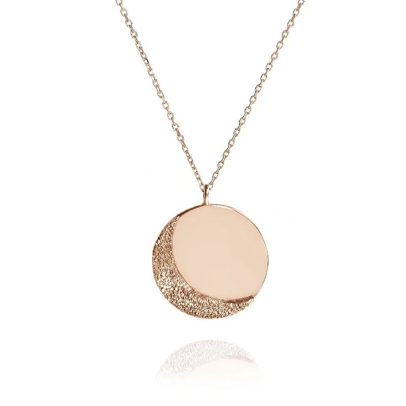 women’s birthstone necklaces -Over The Moon Medal Necklace 18k Rose Gold