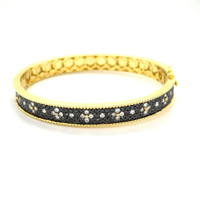 dainty bracelets for women -Black Diamond Bangle