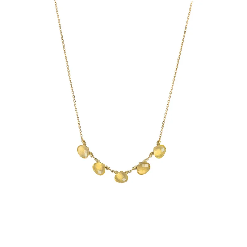 women’s dainty gold necklaces -Multi Drop Yellow Tourmaline Necklace 18k gold - Unique Piece