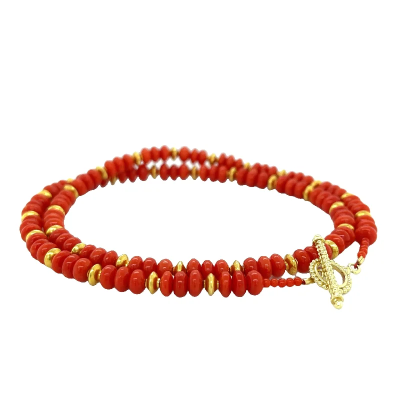 vintage bangles for women -Coral Rondelle Wrap Bracelet