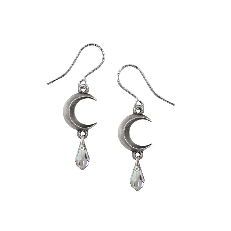 women’s teardrop earrings -Moon Crystal Earrings - Clear