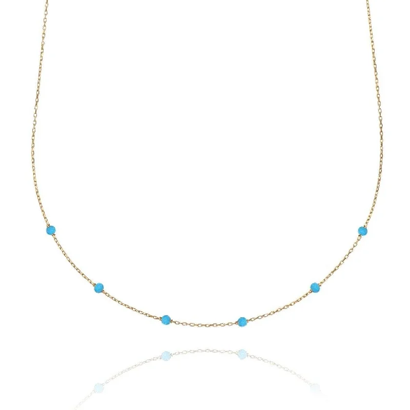 women’s diamond pendant necklaces -Gems Satellite Necklace Turquoise - 18k Gold