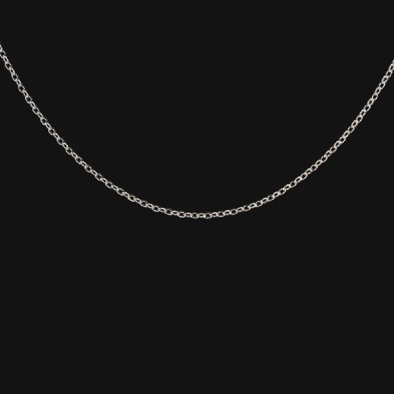 women’s gold wedding bands -PLATINUM FLAT CABLE CHAIN 18in 0.90mm NECKLACE CLASSIC STURDY SOLID THIN DAINTY