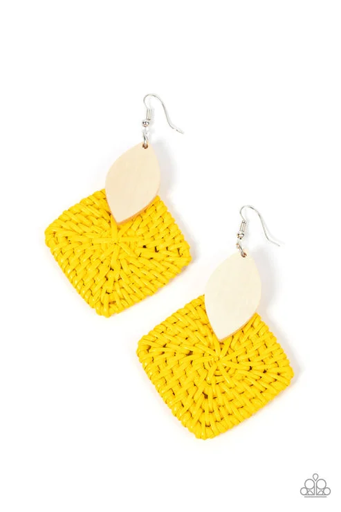 stud earrings for women -Sabbatical WEAVE Yellow  Earring