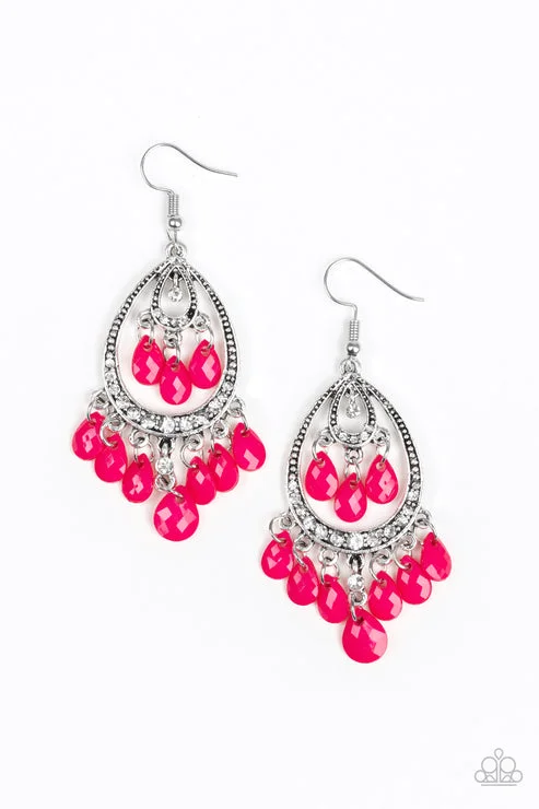 women’s sparkly earrings -Gorgeously Genie Pink Earrings