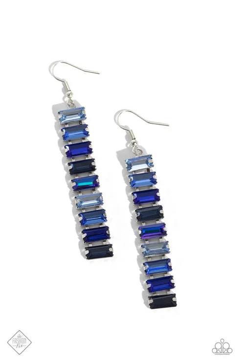 women’s bold earrings -Superbly Stacked Blue Earring