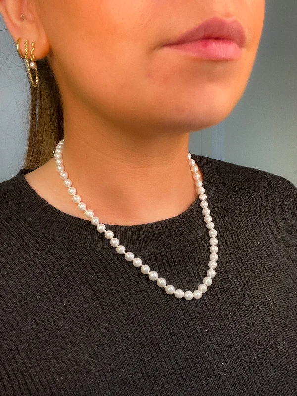 custom necklaces for women -Sterling Silver Pearl Necklace