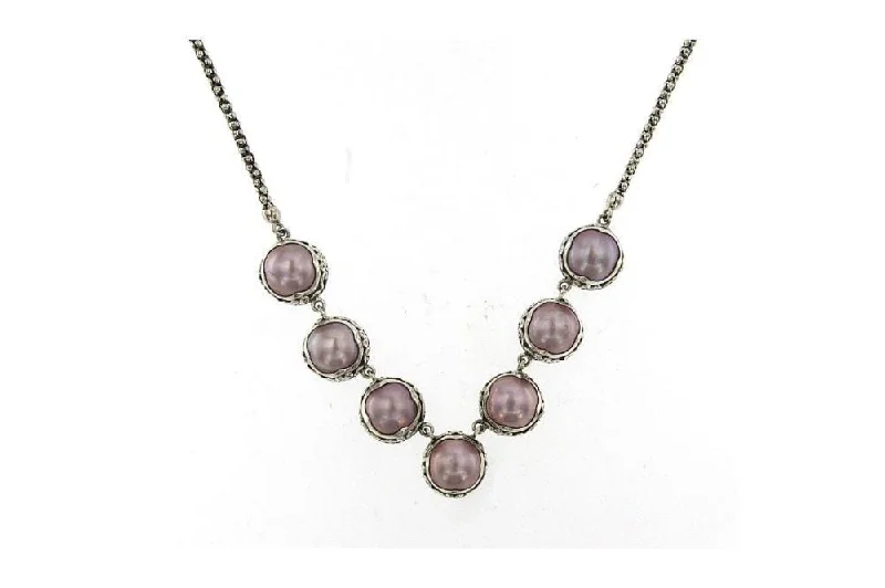 women’s vintage gemstone necklaces -Serra Necklace- Pink Mabe Pearl