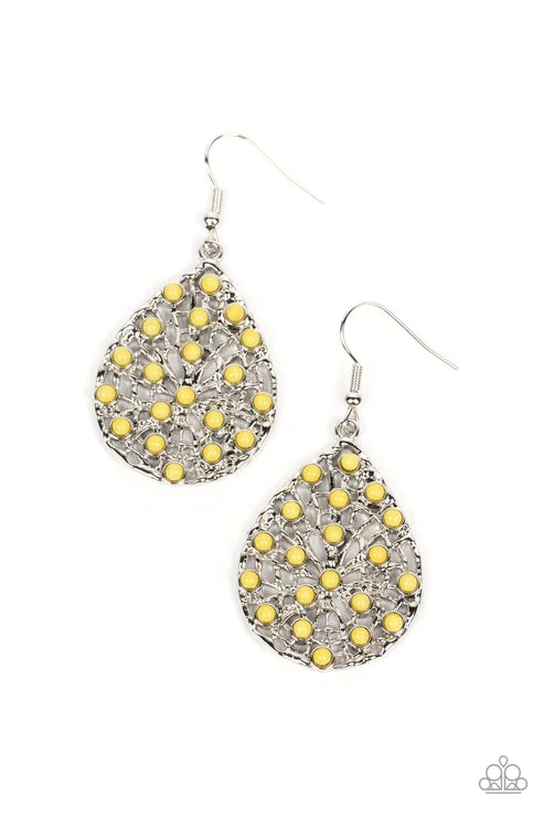 women’s gold drop earrings -Botanical Berries Yellow Earring