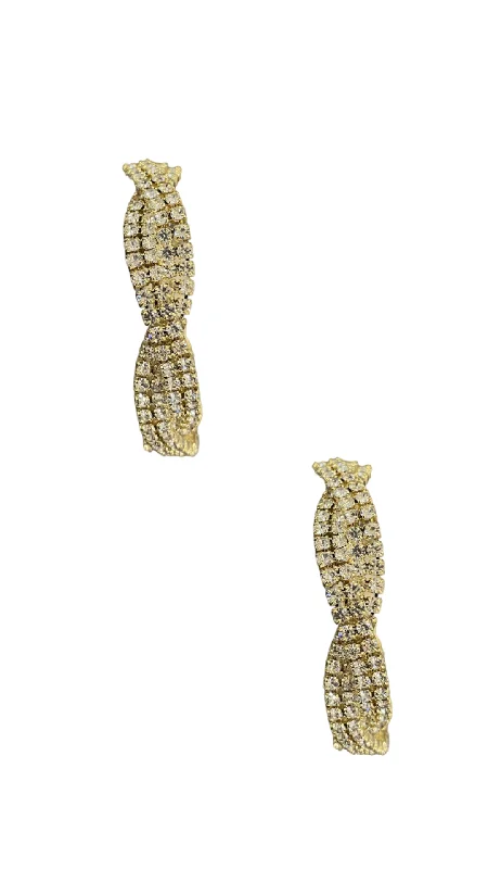 women’s classic earrings -Braided CZ Hoops - Gold