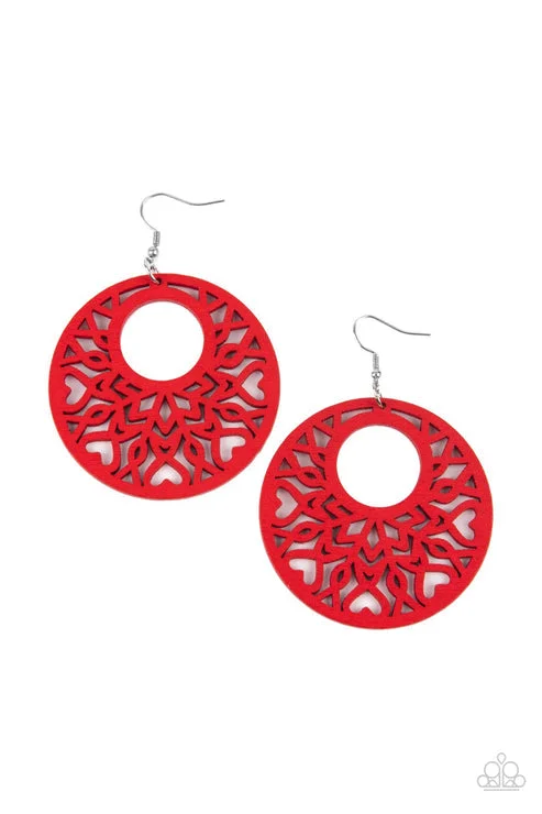 women’s heart-shaped earrings -Tropical Reef Red Earring