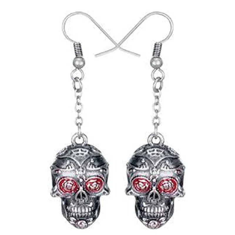 women’s colorful earrings -Day of the Dead Tattoo Skull Earrings