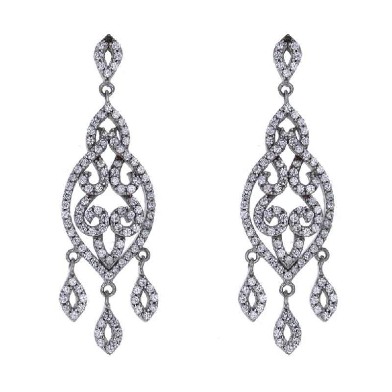 women’s clip-on earrings -CZ Post Chandelier Earrings