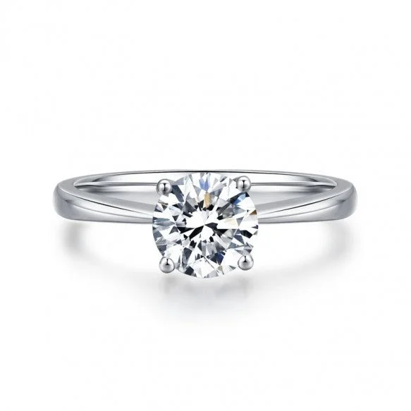 women’s classic engagement rings -Sterling Silver High Carbon Diamond Ring Classic Design