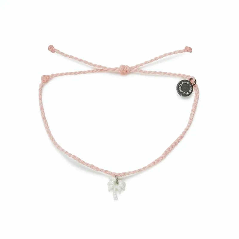 simple bracelets for women -PuraVida, Silver Mop Palm Bracelet, Baby Pink