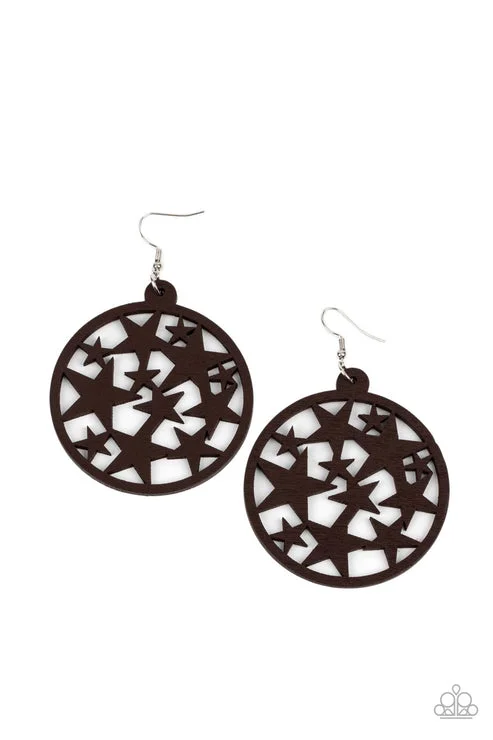 women’s gold chandelier earrings -Cosmic Paradise Brown Earring