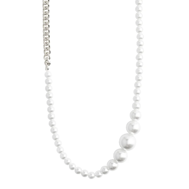 women’s bridal necklaces -BEAT pearl necklace silver-plated