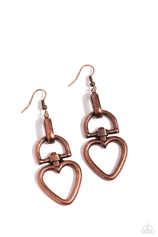 women’s casual hoop earrings -Padlock Your Heart - Copper