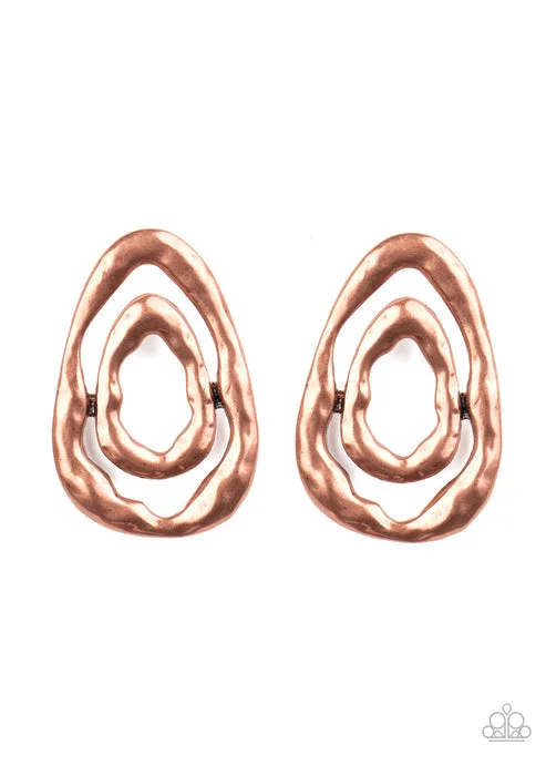 stud earrings for women -Ancient Ruins Copper Post Earrings