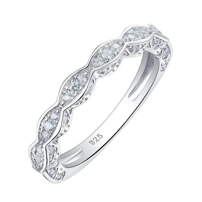 women’s bold engagement rings -Wave Pattern Vintage Style Diamond Ring