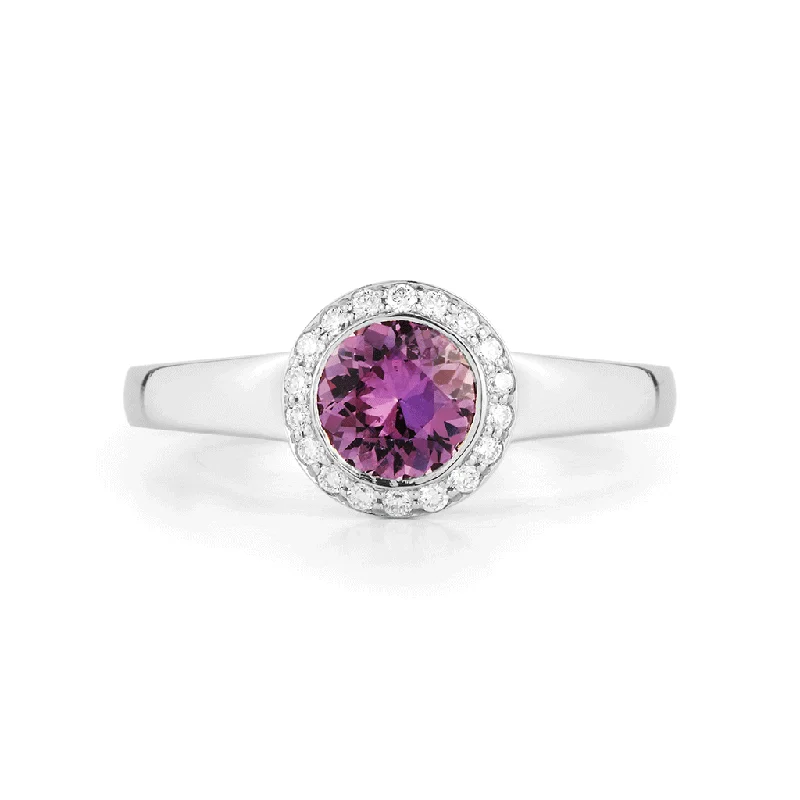 women’s modern engagement rings -Steller Fuchsia Sapphire and Diamond Ring