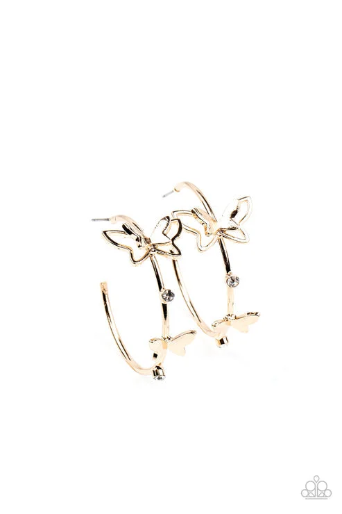 women’s large hoop earrings -Full Out Flutter Gold Hoop Earring