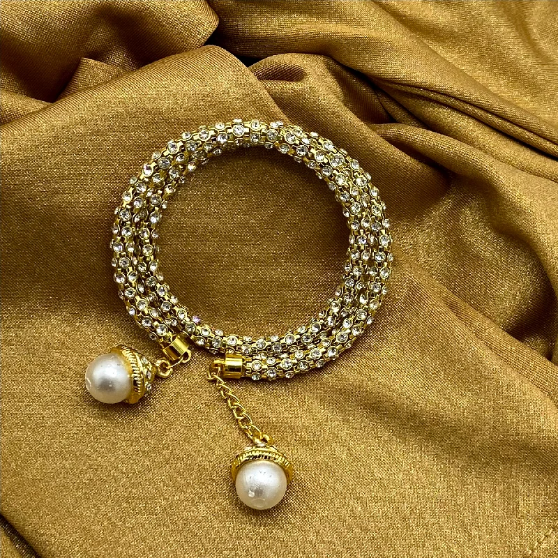 women’s bangles set -Classic Pearl Golden Plating Bracelet