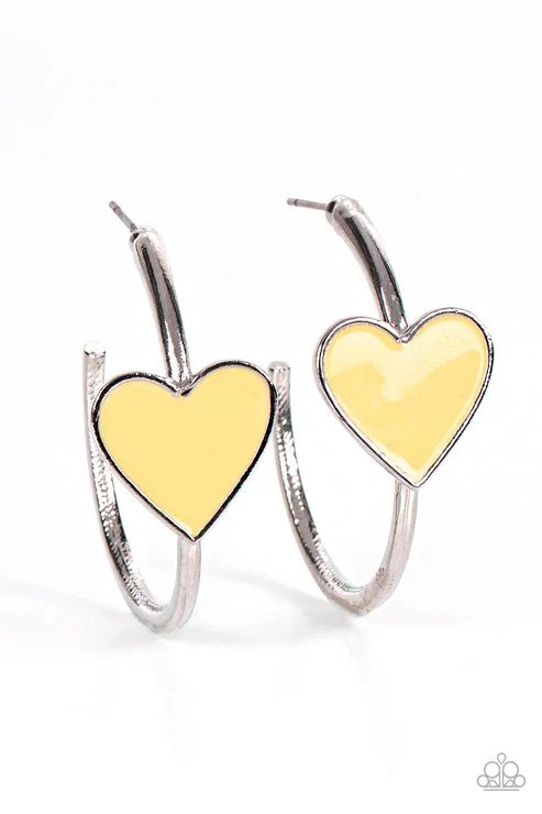 women’s luxury hoop earrings -Kiss Up Yellow Hoop Earring