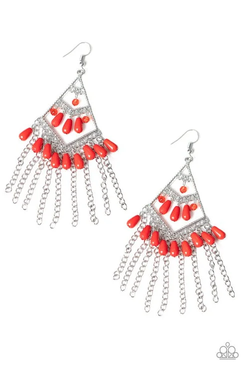 women’s silver stud earrings -Trending Transcendence  Red Earring