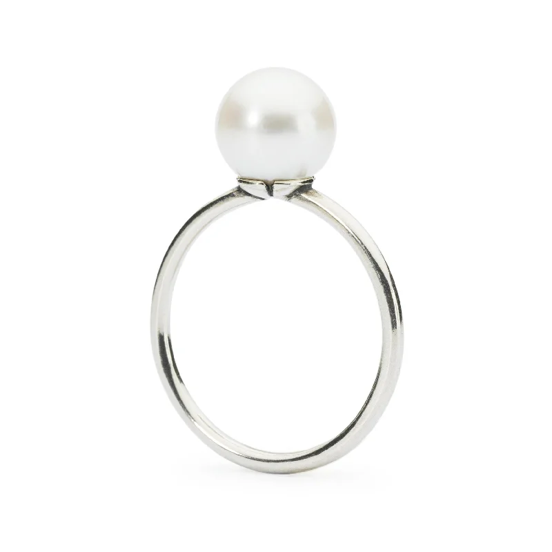 women’s delicate necklaces -White Pearl Ring