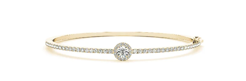 statement bracelets for women -14kt Yellow Gold Diamond Halo Bangle (1 3/4 ctw)