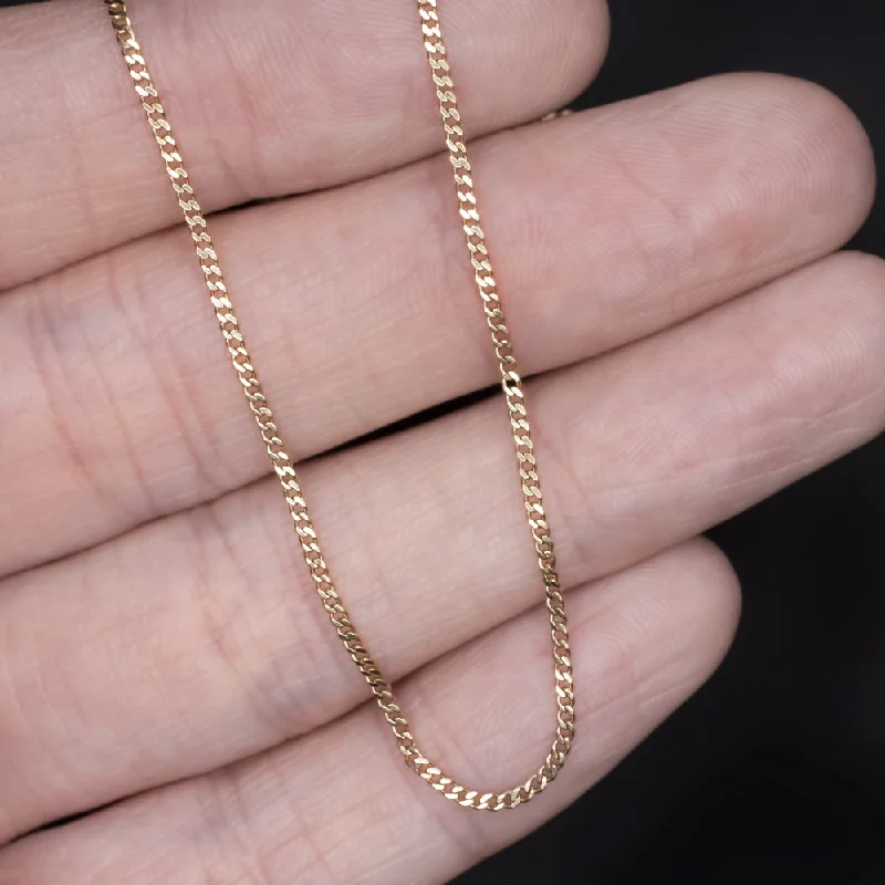 women’s trendy gemstone rings -SOLID 14K YELLOW GOLD 15.5 INCH CURB CHAIN 1.25mm CLASSIC LADIES MENS NECKLACE