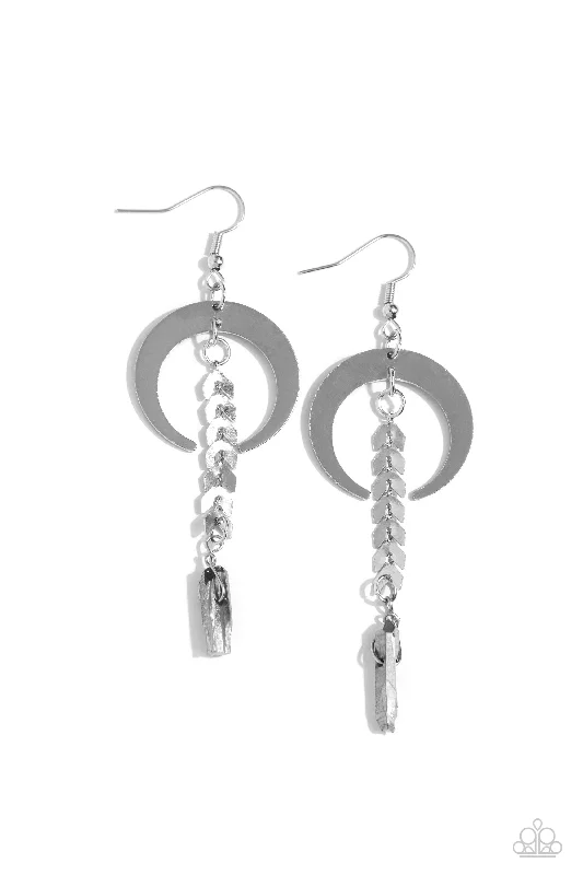 trendy earrings for women -Lounging Laurel - Silver