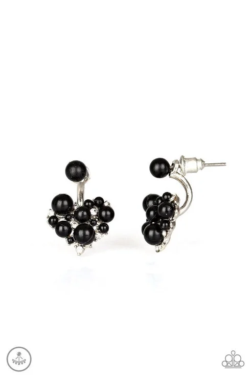 women’s crystal hoop earrings -Star-Studded Success Black Post Earrings