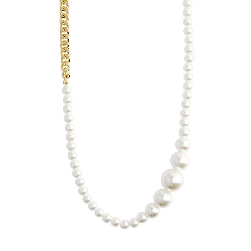 women’s adjustable gold necklaces -BEAT pearl necklace gold-plated