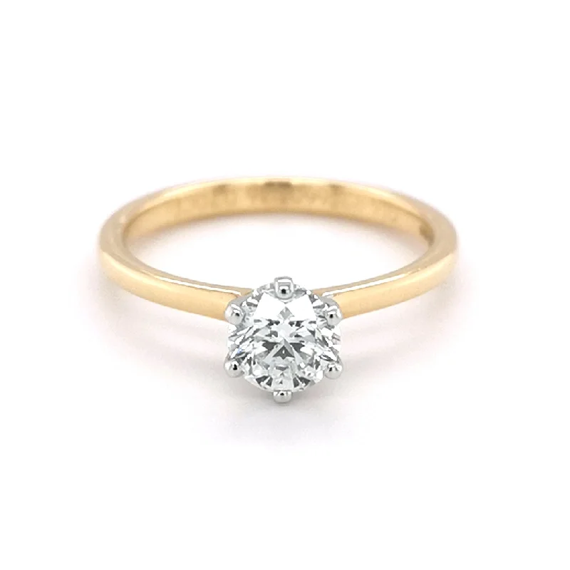 women’s engraved diamond engagement rings -18ct Yellow Gold 0.70ct Round Brilliant Cut Diamond Ring