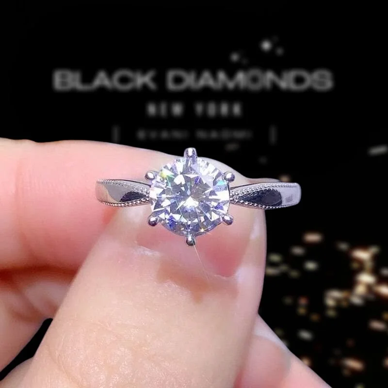 women’s sparkling engagement rings -1.0 Ct Single Row Diamond Ring