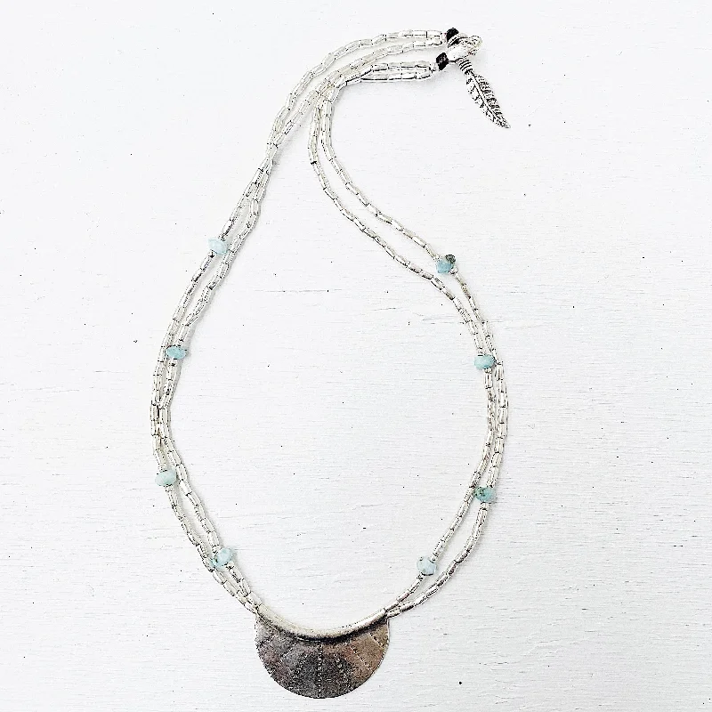 women’s boho necklaces -LARIMAR HALF MOON NECKLACE