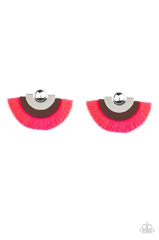 women’s sterling silver earrings -Fan The FLAMBOYANCE Pink Post Earring