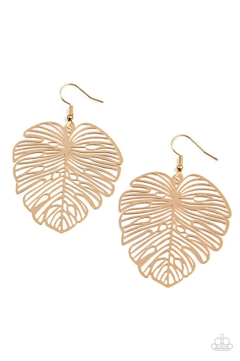 women’s statement gemstone earrings -Palm Palmistry Gold Earring