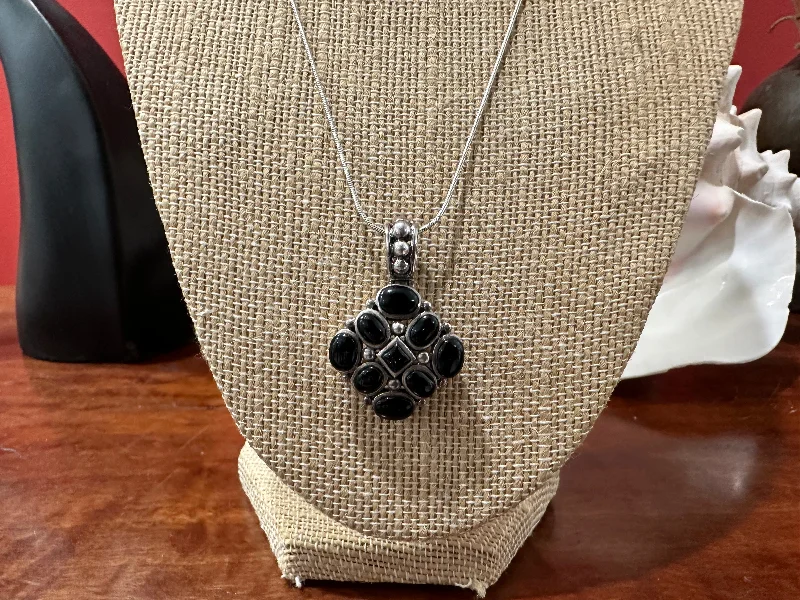 women’s layered necklaces -Black Onyx Pendant