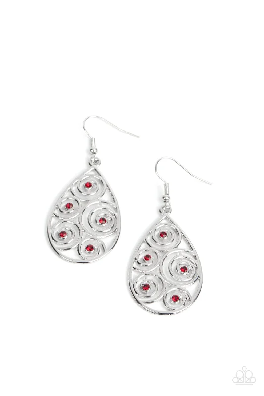 women’s clip-on earrings -Billowy Bliss - Red