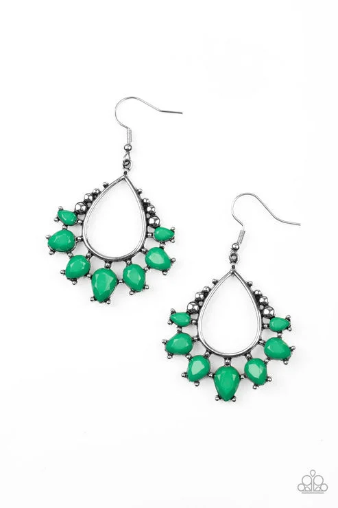 women’s silver stud earrings -Flamboyant Ferocity Green Earring