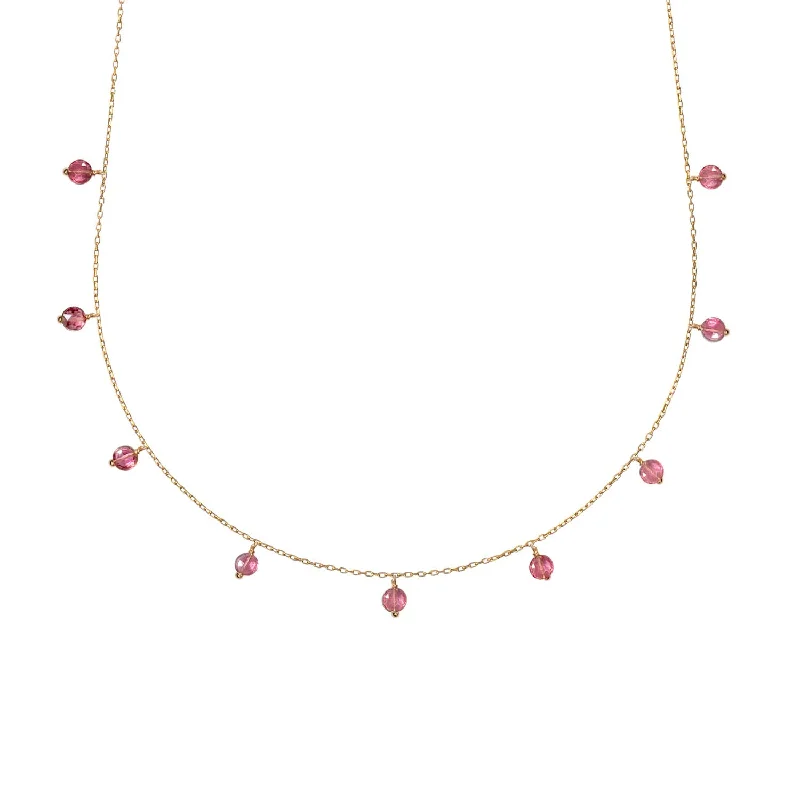 diamond necklaces for women -Pink Tourmaline Pop Galaxy Necklace - Limited edition 18k Gold