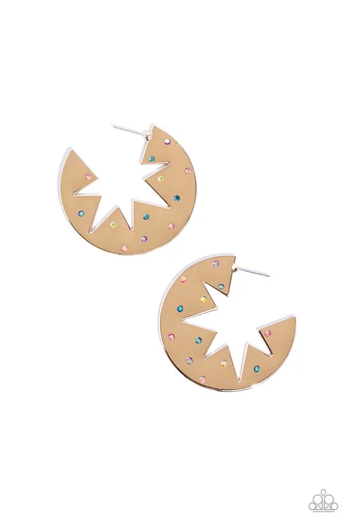 women’s trendy gold earrings -Starry Sensation Gold Hoop Earring