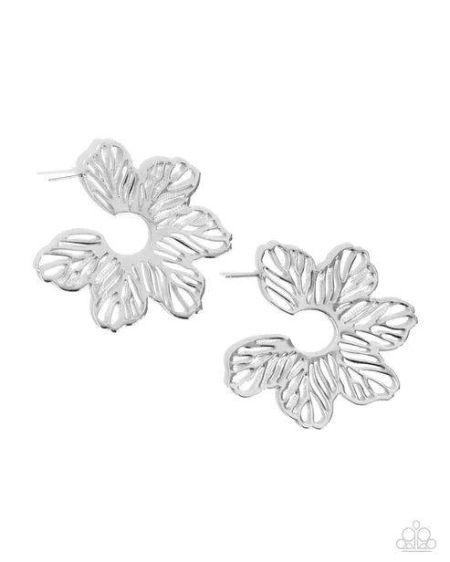 women’s birthstone earrings -Floral Fame Silver Hoop Earring