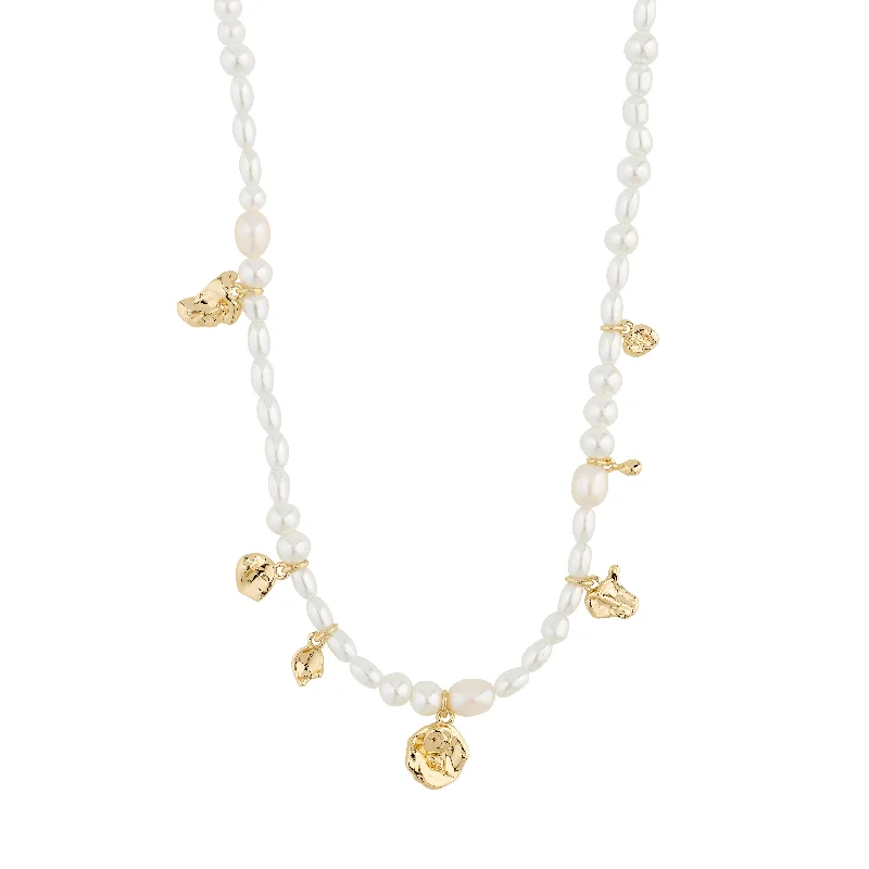 women’s art deco necklaces -INTENT pearl necklace gold-plated