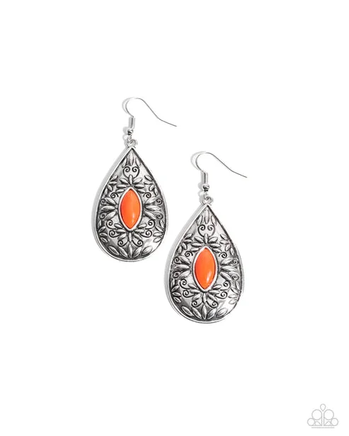 women’s antique earrings -Two PERENNIALS In A Pod Orange Earring