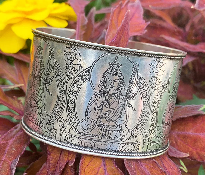 vintage bangles for women -Guru Carved Bracelet